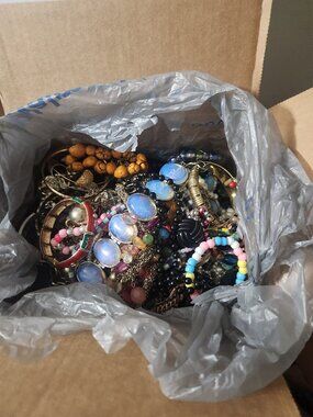Lot -5Lb. Vintage to now jewelry mostly wearable. Some items are signed.